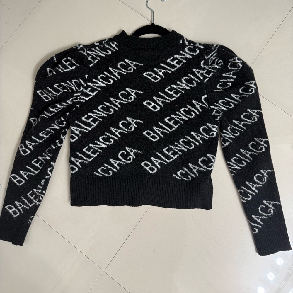 Balenciaga Monochrome Logo Knit Top